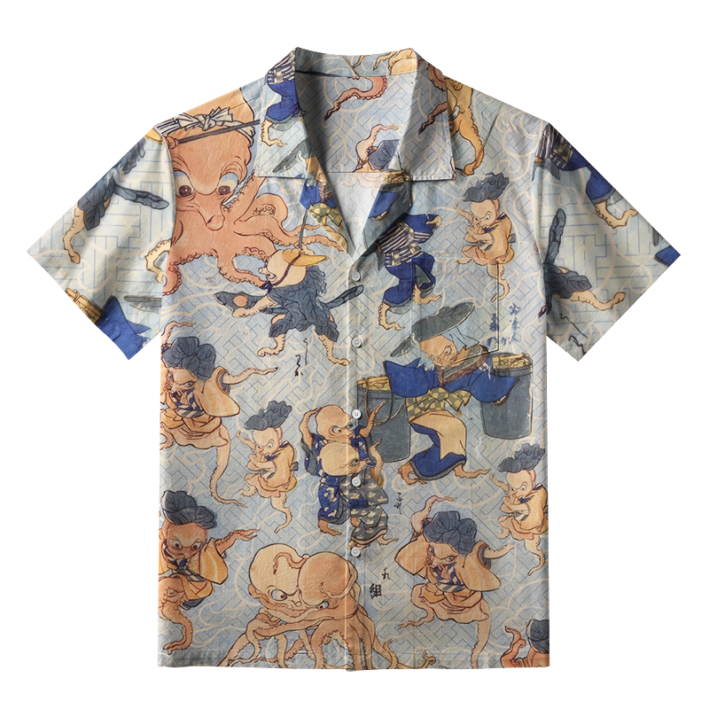 Tokyo-Tiger Octopus Jovial Gathering Aloha Hawaiian Shirt
