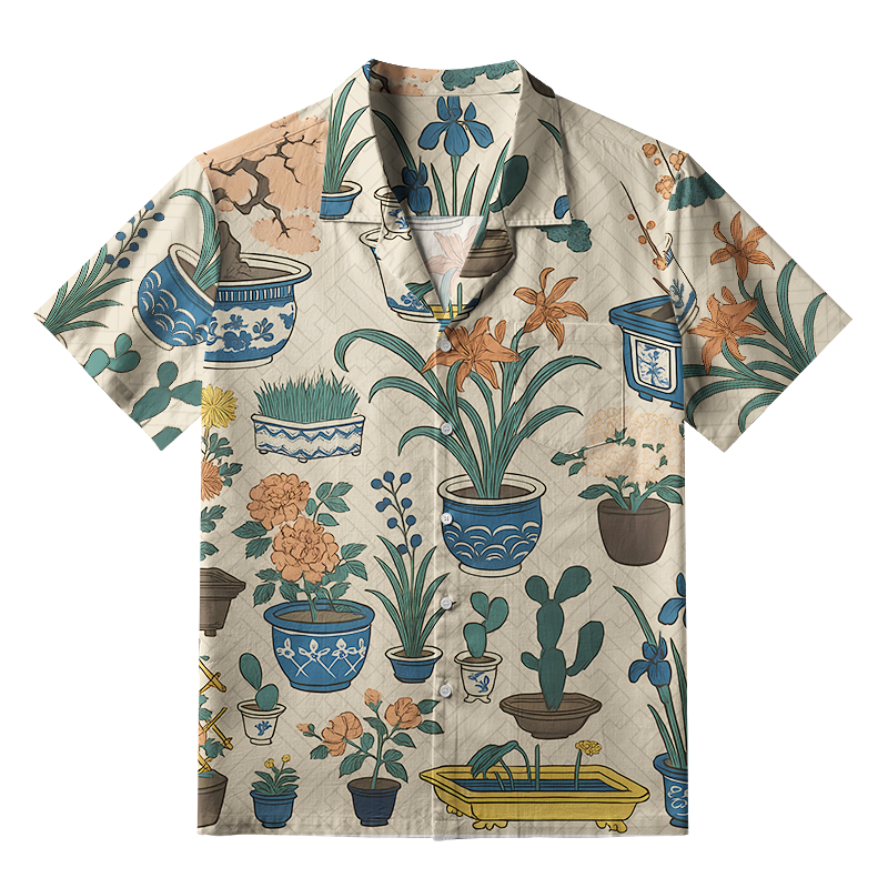 Tokyo-Tiger A Variety Of Potted Plants Aloha Hawaiian Shirt
