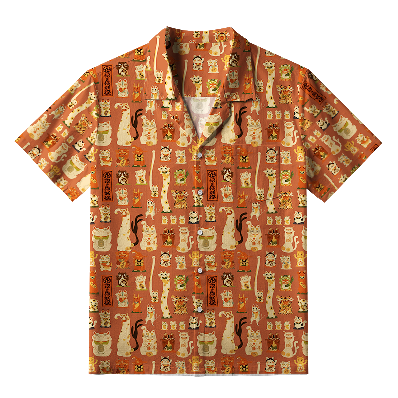 Tokyo-Tiger Various Lucky Cats Aloha Hawaiian Shirt