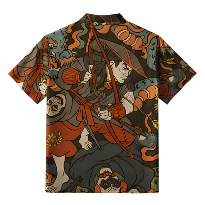 Tokyo-Tiger Brave Japanese Samurai Button-up Shirt