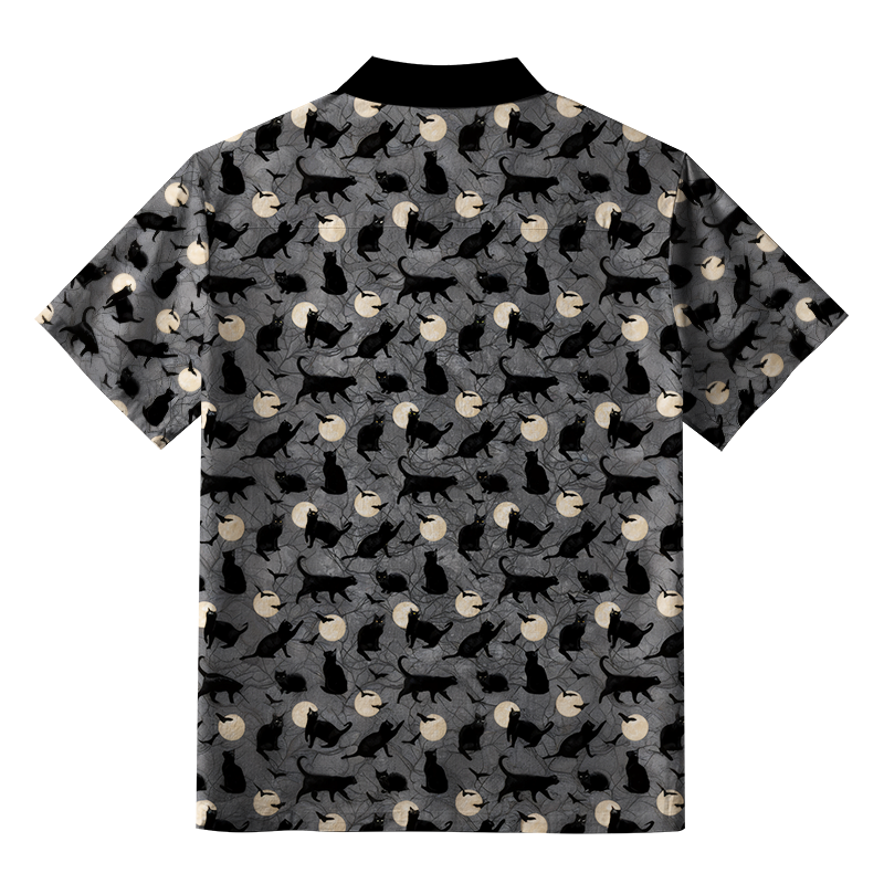 Tokyo-Tiger Black Cats On Moonlit Night Button-up Shirt