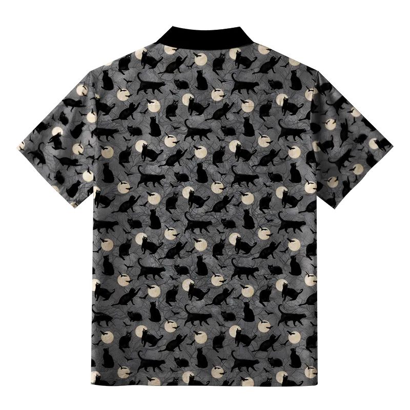 Tokyo-Tiger Black Cats On Moonlit Night Button-up Shirt