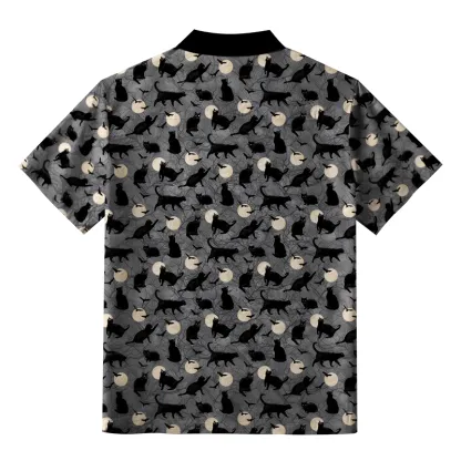 Tokyo-Tiger Black Cats On Moonlit Night Button-up Shirt