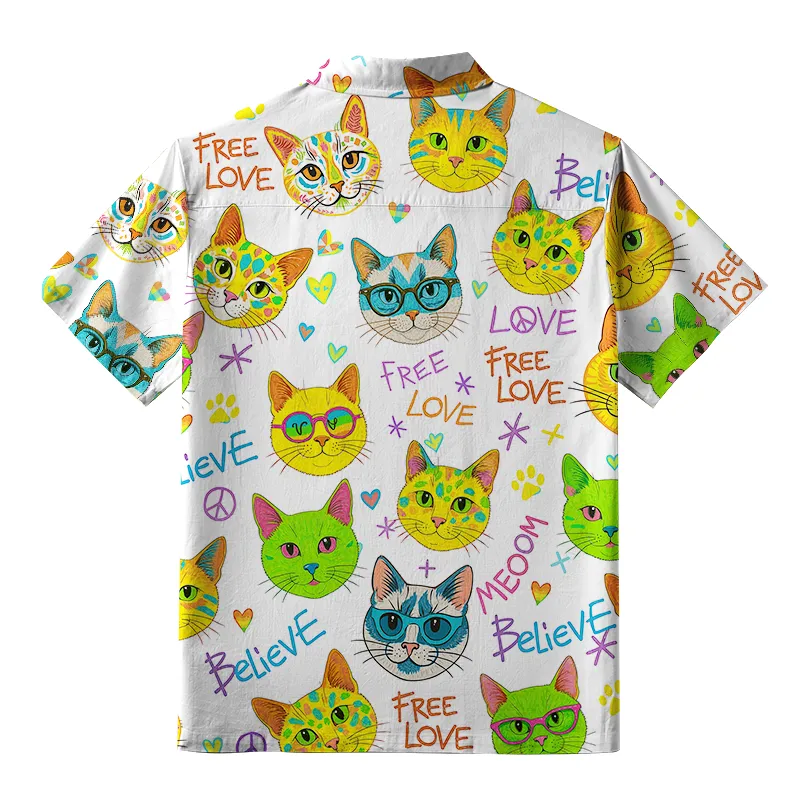 Tokyo-Tiger Free Love Free Meow Aloha Hawaiian Shirt