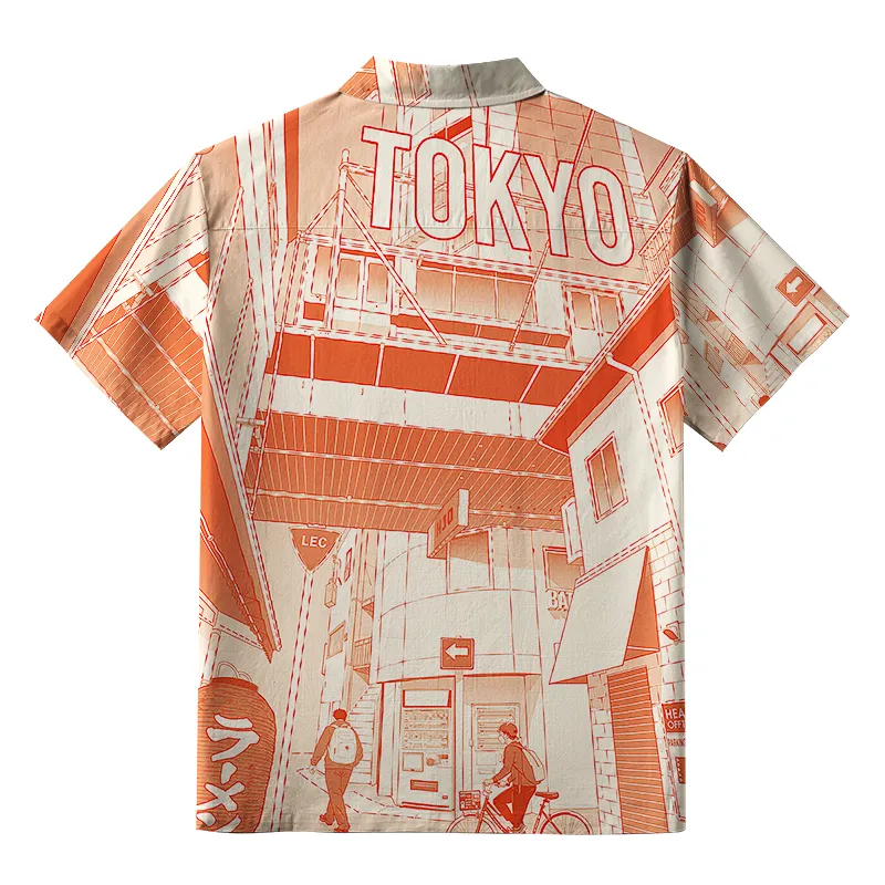 Tokyo-Tiger Tokyo Street Corner Japanese Button-up Shirt