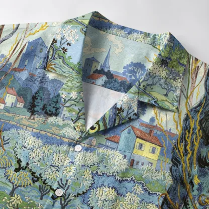 Tokyo-Tiger Black Cat Looking At Rural Scenery Aloha Hawaiian Shirt
