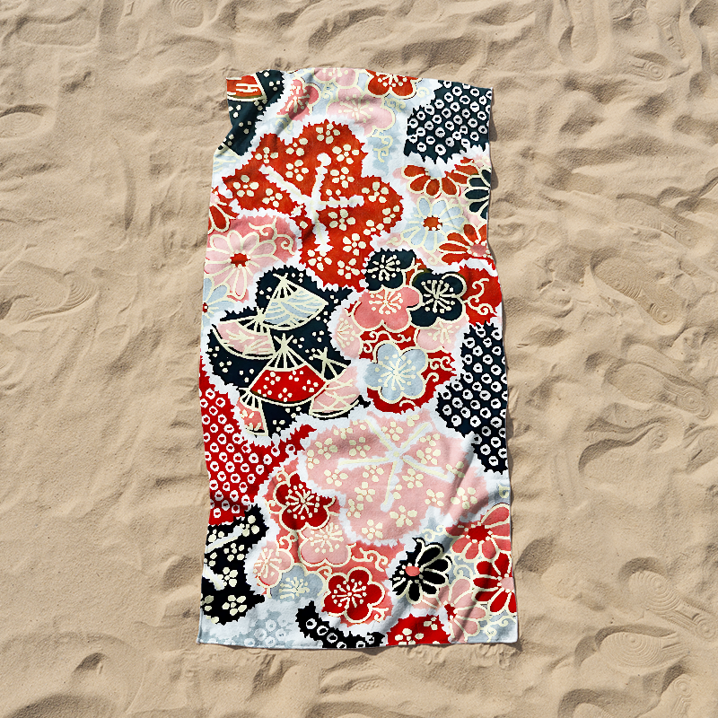 Tokyo-Tiger Floral Symphony Beach Towel