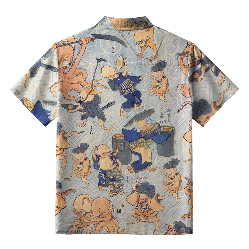 Tokyo-Tiger Octopus Jovial Gathering Button-up Shirt