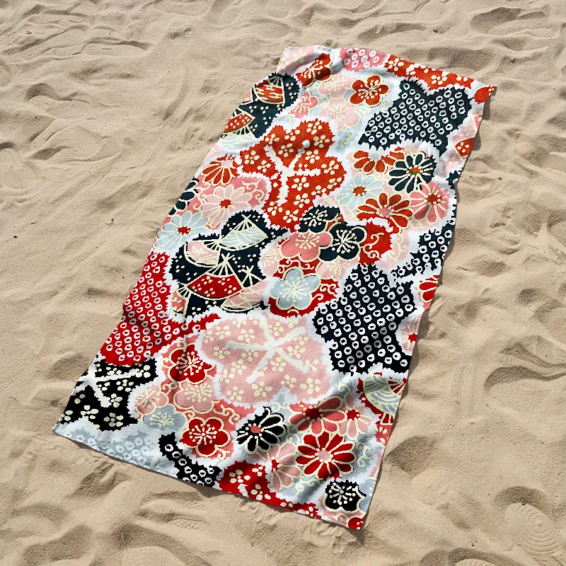 Tokyo-Tiger Floral Symphony Beach Towel