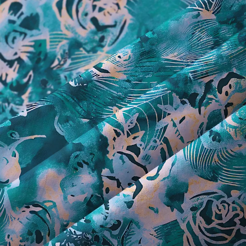 Tokyo-Tiger Japanese Pattern Summer Flowers Blue Aloha Hawaiian Shirt