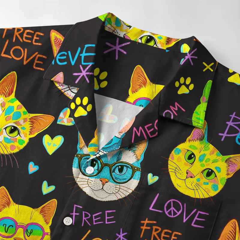 Tokyo-Tiger Free Love Rainbow Cat Believer Aloha Hawaiian Shirt