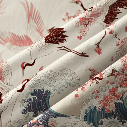 Tokyo-Tiger Cranes Dancing On The Waves Aloha Hawaiian Shirt