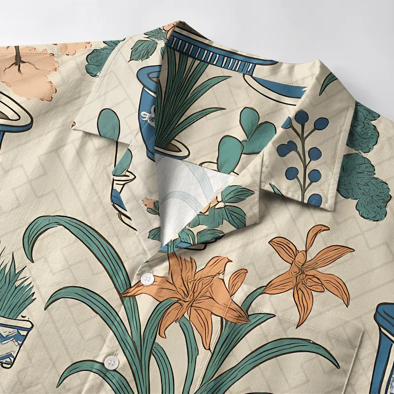 Tokyo-Tiger A Variety Of Potted Plants Aloha Hawaiian Shirt