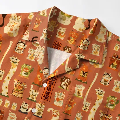 Tokyo-Tiger Various Lucky Cats Aloha Hawaiian Shirt