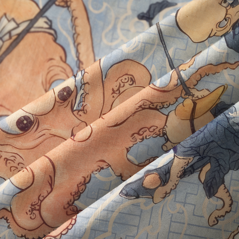 Tokyo-Tiger Octopus Jovial Gathering Button-up Shirt