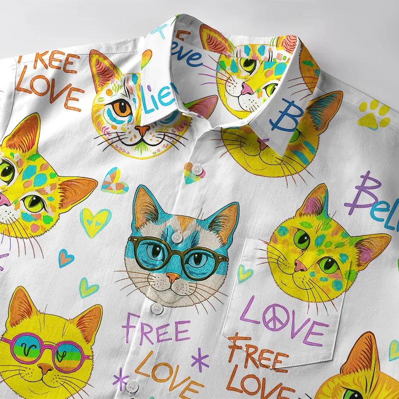 Tokyo-Tiger Free Love Free Meow Button-up Shirt