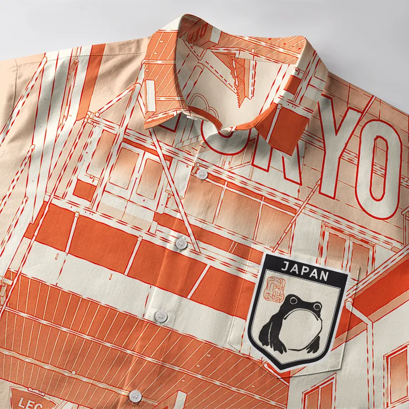 Tokyo-Tiger Tokyo Street Corner Japanese Button-up Shirt