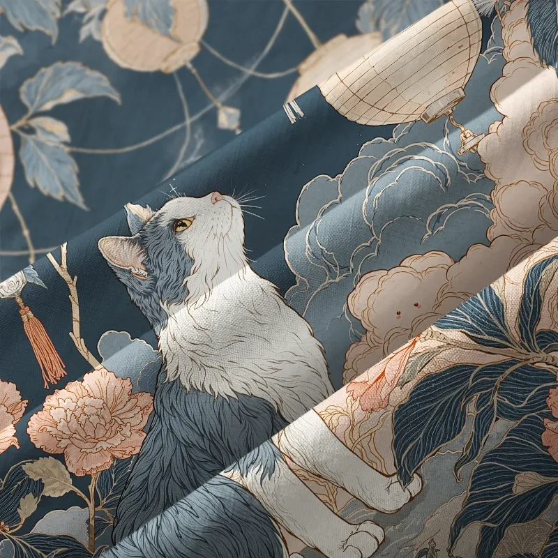 Tokyo-Tiger Mystical Cat Amidst Floral Lanterns Button-up Shirt