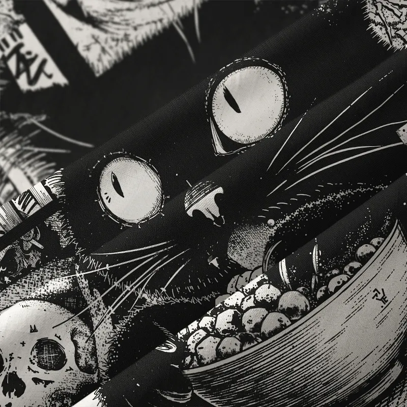 Tokyo-Tiger Cat Collecting Eyeballs Japanese Button-up Shirt