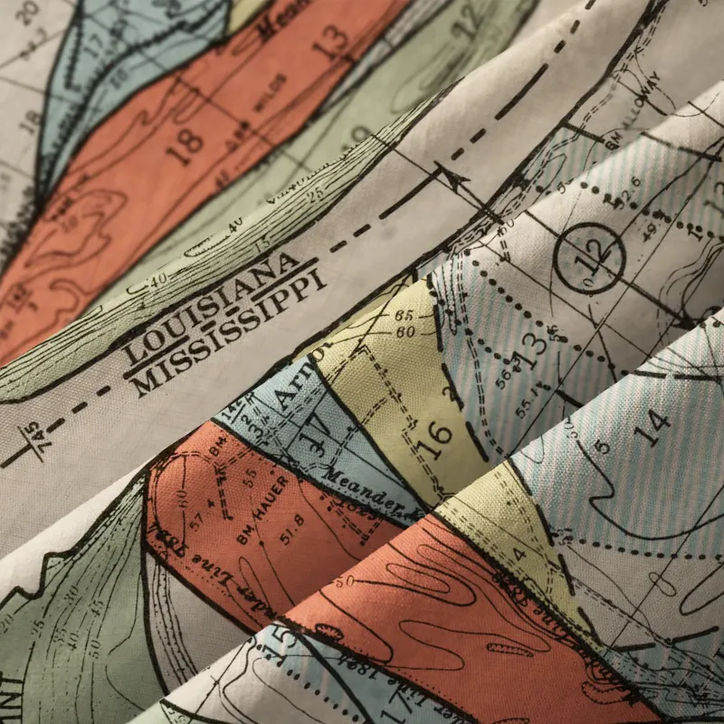 Tokyo-Tiger Mississippi River Map Button-up Shirt