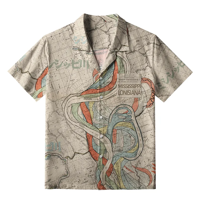 Tokyo-Tiger Mississippi River Map Aloha Hawaiian Shirt