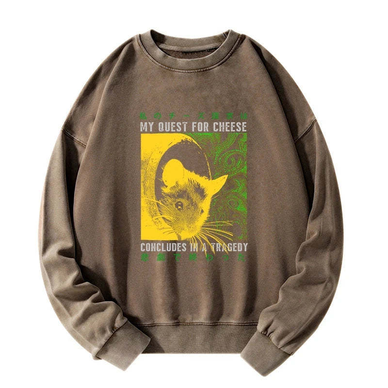 Tokyo-Tiger Mouse Has A Passion For Cheese Washed Sweatshirt
