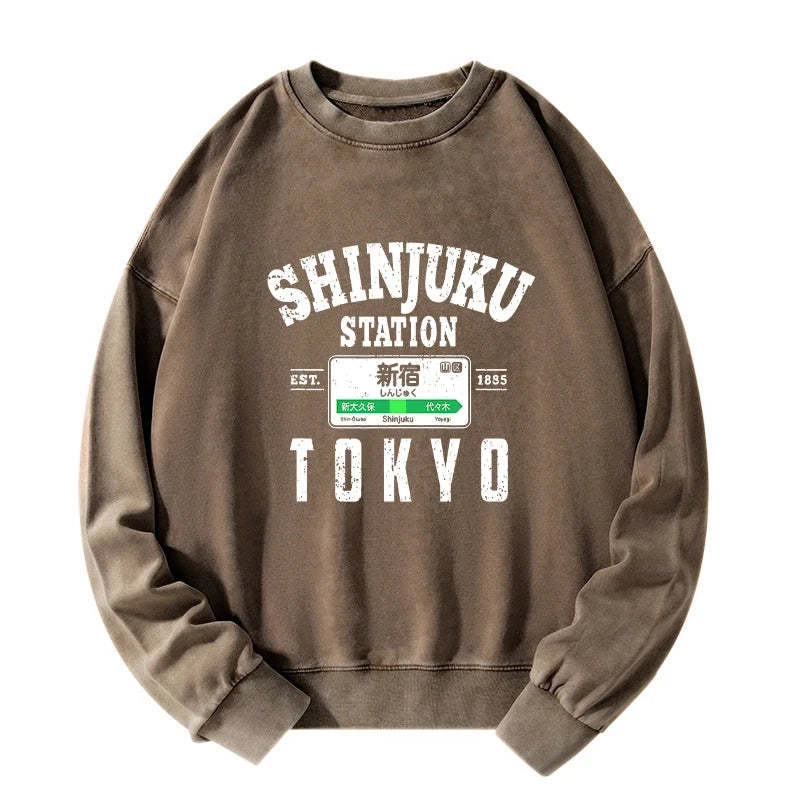 Tokyo-Tiger Shinjuku Station Yamanote Line Washed Sweatshirt