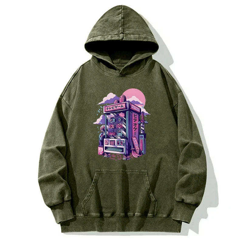 Tokyo-Tiger Japanese Vending Machines Washed Hoodie