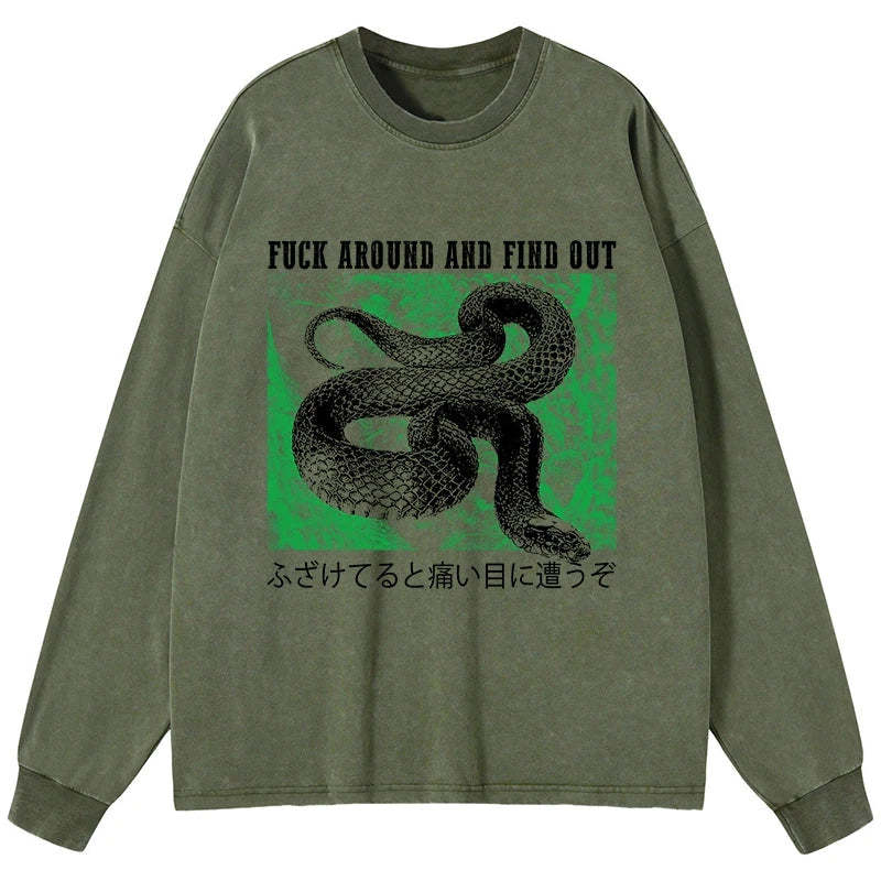 Tokyo-Tiger Cold And Heartless Snake Washed Long Sleeve T-Shirt Sale