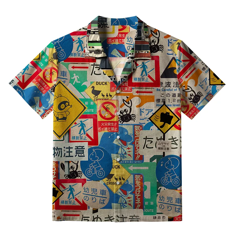 Tokyo-Tiger Playful Urban Sign Aloha Hawaiian Shirt Sale