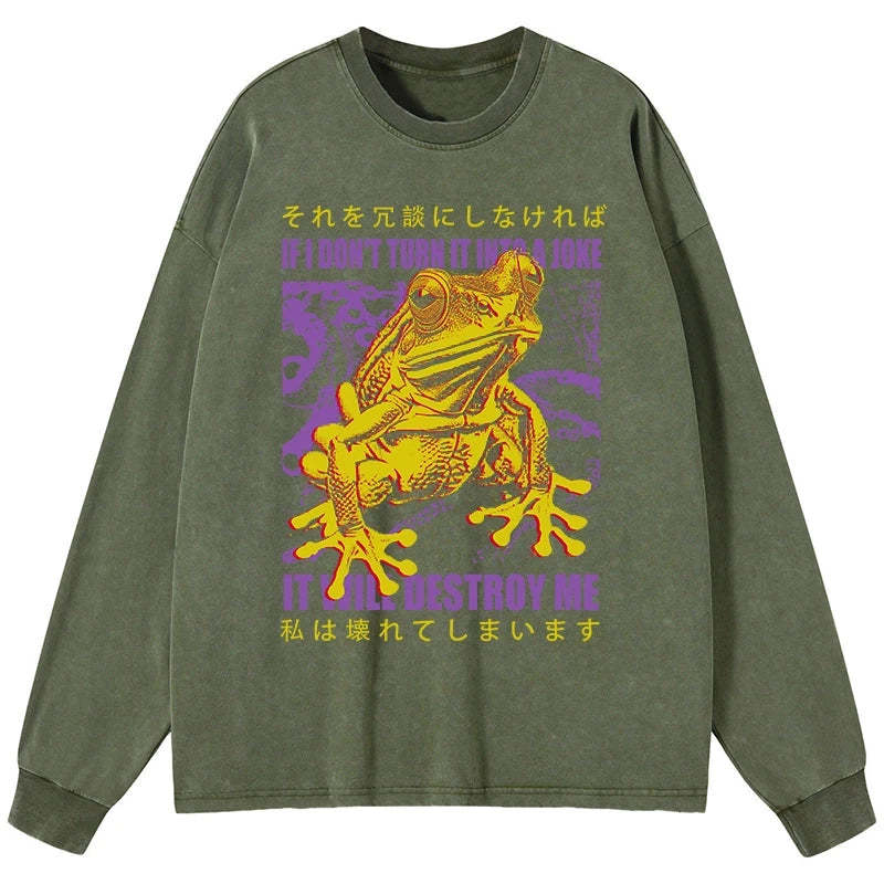 Tokyo-Tiger A Frog Prone To Emotional Breakdown Washed Long Sleeve T-Shirt Sale