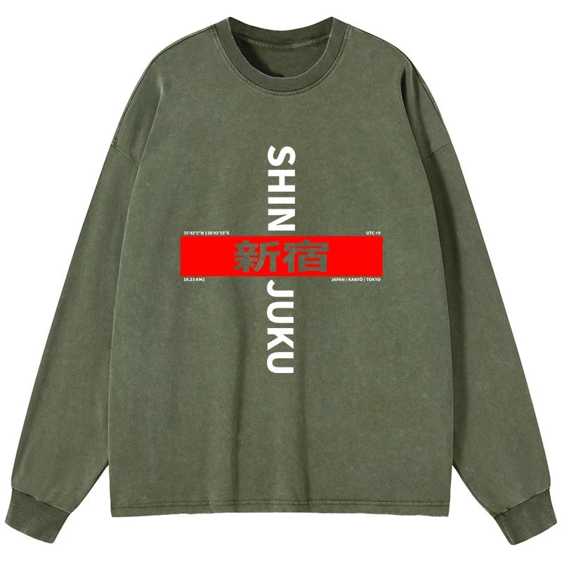 Tokyo-Tiger Shinjuku Prefecture Japan Washed Long Sleeve T-Shirt