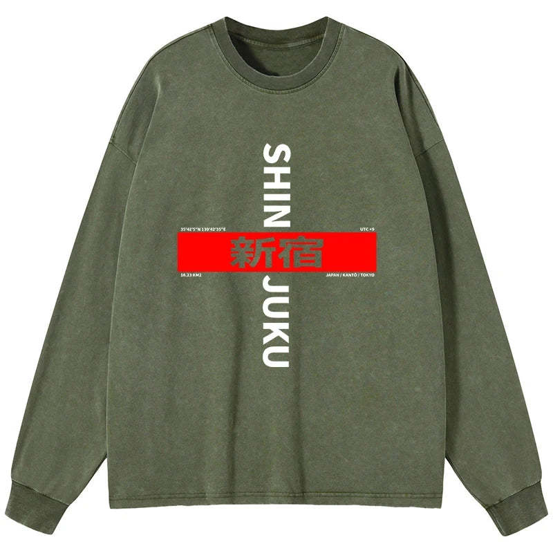 Tokyo-Tiger Shinjuku Prefecture Japan Washed Long Sleeve T-Shirt