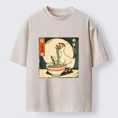 Tokyo-Tiger Retro Duck Ramen Washed T-Shirt