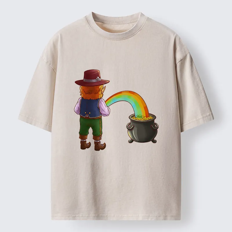 Tokyo-Tiger St Patrick's Day Rainbow Funny Washed T-Shirt