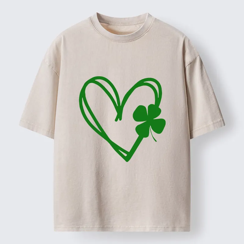 Tokyo-Tiger Heart And Clover Washed T-Shirt