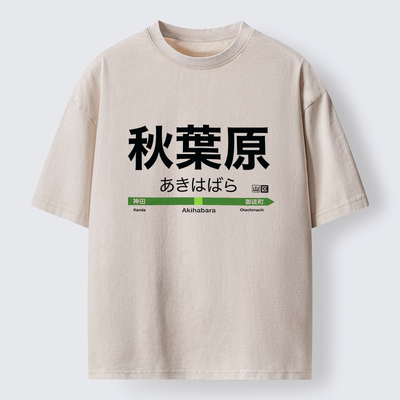 Tokyo-Tiger Japan Akihabara Line Station Washed T-Shirt