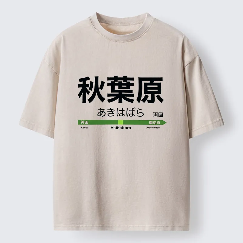 Tokyo-Tiger Japan Akihabara Line Station Washed T-Shirt