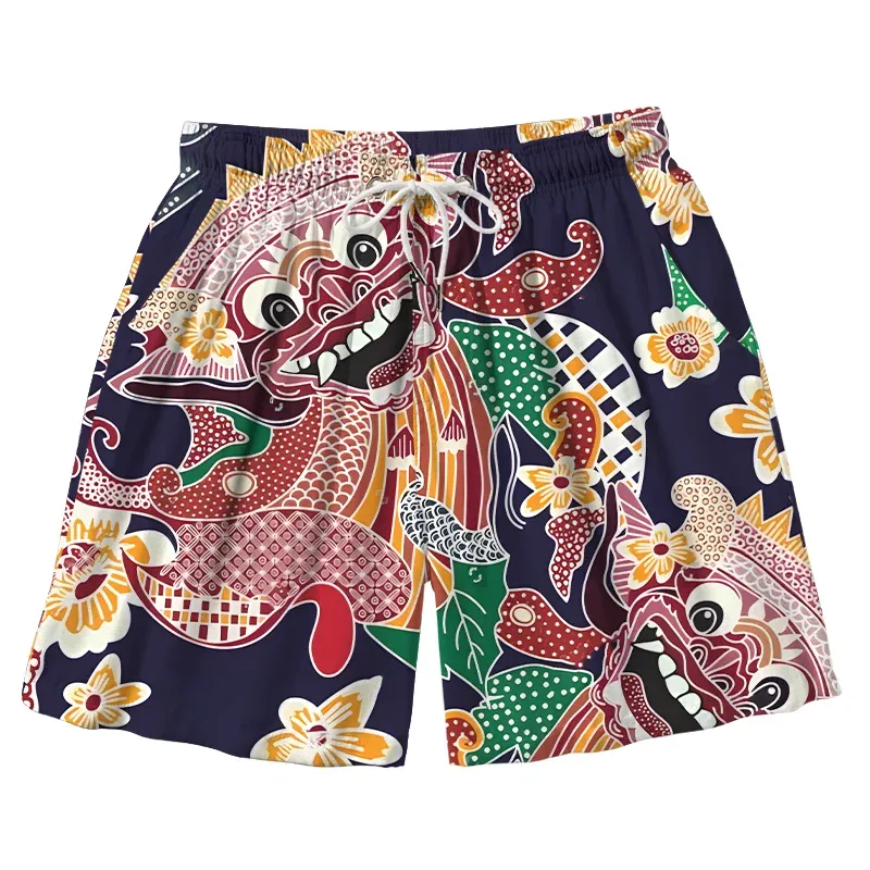 Tokyo-Tiger Japanese Demon Mask Aloha Mens Swim Trunks Sale