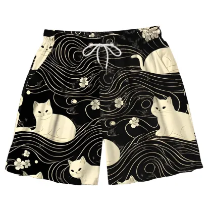Tokyo-Tiger Mysterious Cat Aloha Mens Swim Trunks