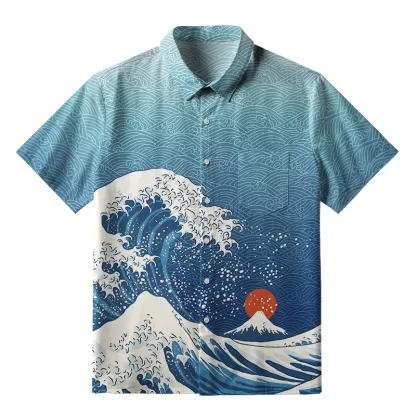 Tokyo-Tiger The Great Wave Off Fuji Button-up Shirt