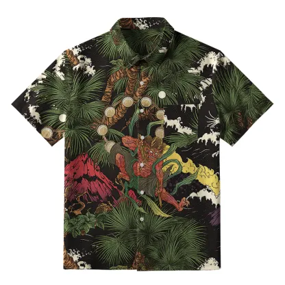 Tokyo-Tiger Japanese Yokai Button-up Shirt