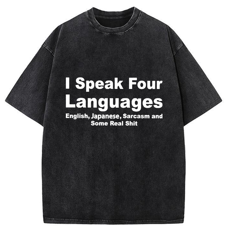 Tokyo-Tiger Speak Four Languages Washed T-Shirt