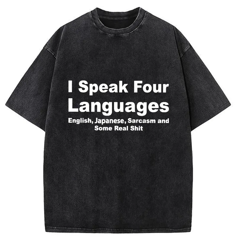 Tokyo-Tiger Speak Four Languages Washed T-Shirt
