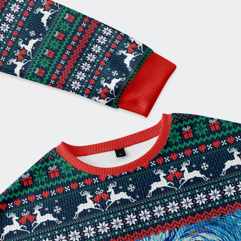 Tokyo-Tiger Rudolph Under The Starry Night Christmas Ugly Sweatshirt