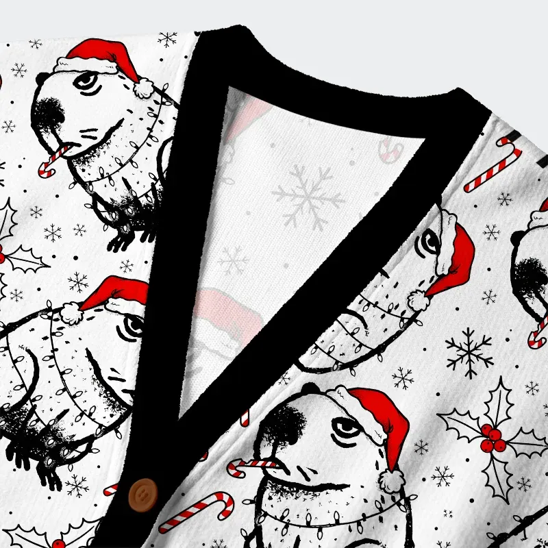 Tokyo-Tiger Christmas Capybara Ugly Cardigan Sweater