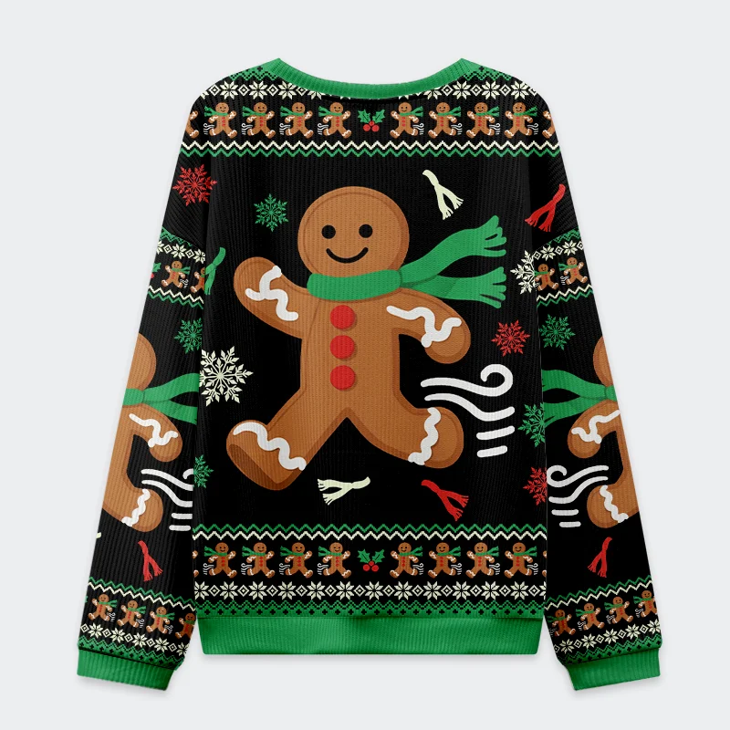 Tokyo-Tiger Running Gingerbread Man Christmas Ugly Sweatshirt