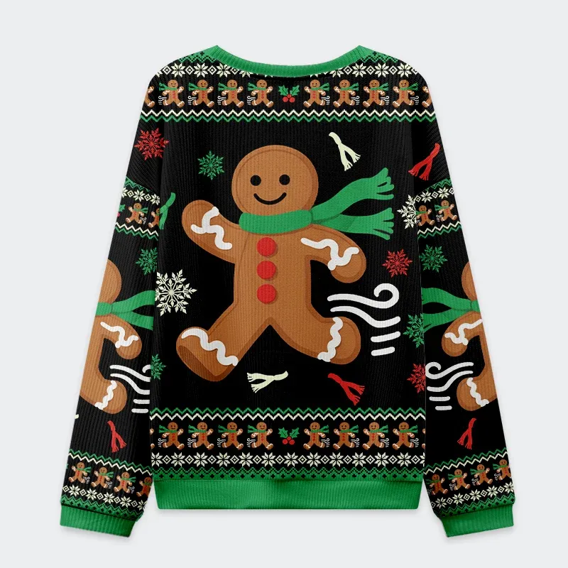 Tokyo-Tiger Running Gingerbread Man Christmas Ugly Sweatshirt