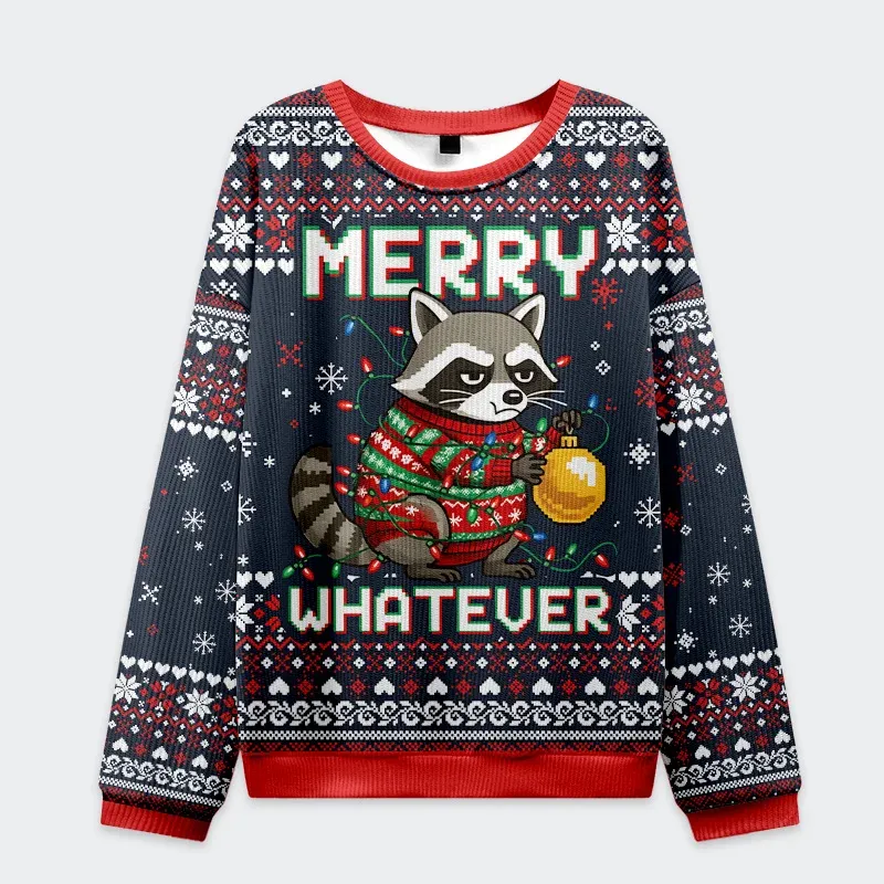 Tokyo-Tiger Raccoon With A Lamp Christmas Ugly Sweatshirt