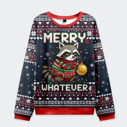 Tokyo-Tiger Raccoon With A Lamp Christmas Ugly Sweatshirt